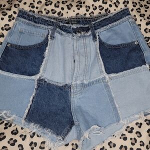 Patchwork Denim Shorts